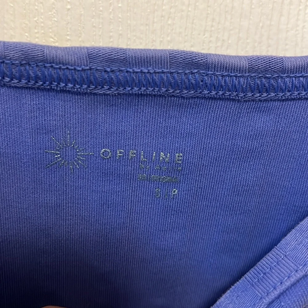 Light Purple Cotton Blend Short Sleeve Crop Top Offline Aerie - Picture 2 of 5